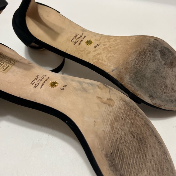 Stuart Weitzman Nearlynude Black Suede Heels Sandal SZ 9.5 EU 39.5 MSRP $630 - Picture 4 of 7